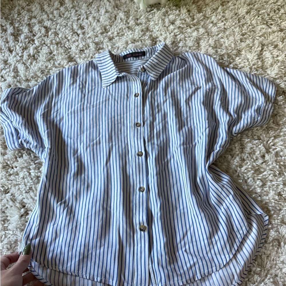 Kaii Women's Blue and White Striped Blouse - Picture 3 of 7